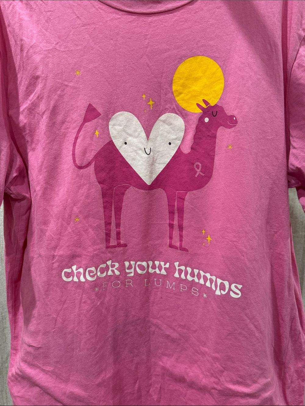 Pink Graphic Short-Sleeve Tee - Check Your Humps breast cancer month xl